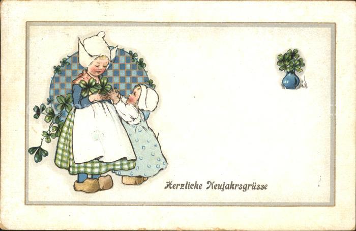 Kinder Hollandtracht Neujahr Kleeblätter