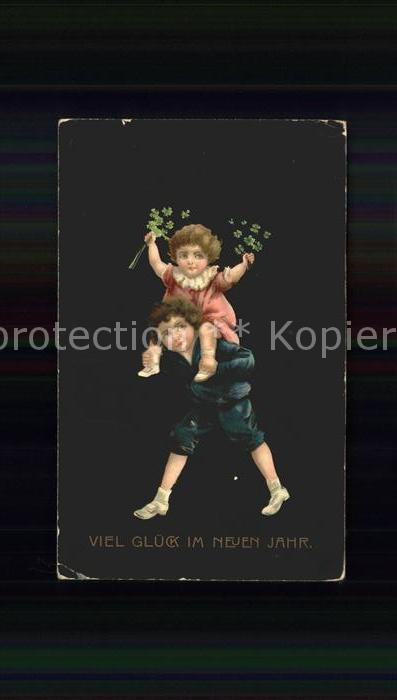 Kinder Child Enfants Neujahr Kleeblätter