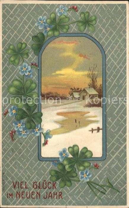 Neujahr Kleeblätter Vergissmeinnicht