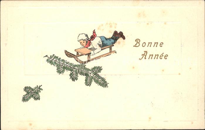 Schlitten Schnee Neujahr Kind