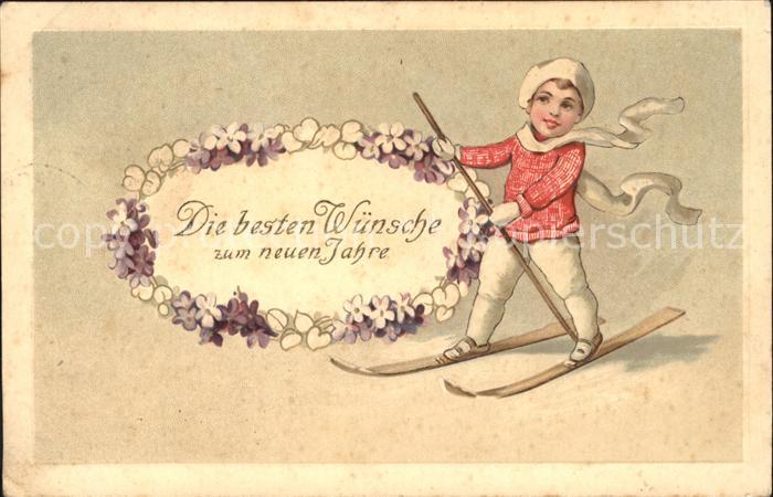 Skifahren Neujahr Kind Veilchen