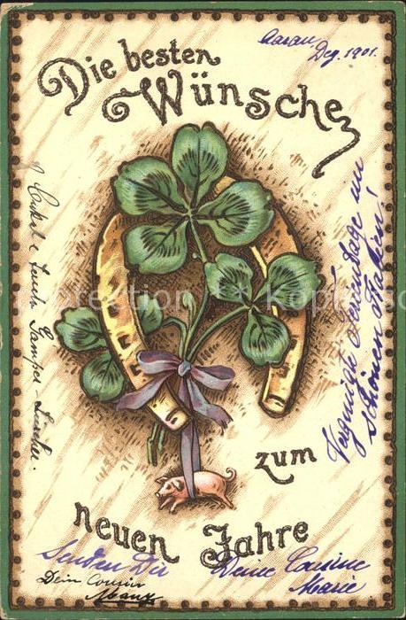 Hufeisen Kleeblätter Schwein Neujahr