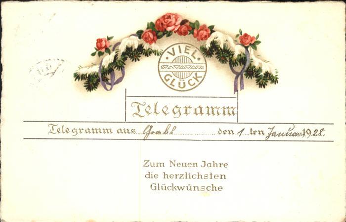 Telegrafie Telegramm Rosen Glückwunsch Neujahr