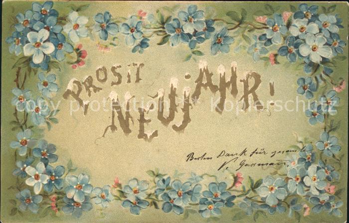 Neujahr Vergissmeinnicht Litho