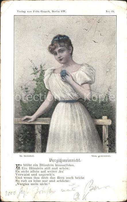 Kuenstlerkarte G. Schäfer Vergissmeinnicht Gedicht