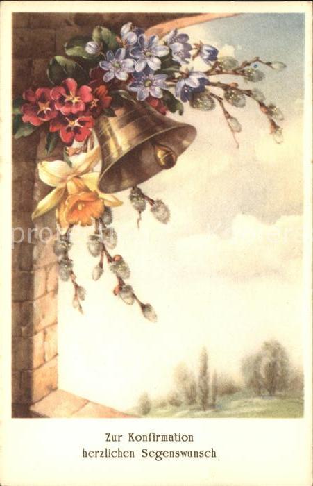 Kirchenglocke Churchbell Cloche Eglise Narzisse Weidenkätzchen Konfirmation