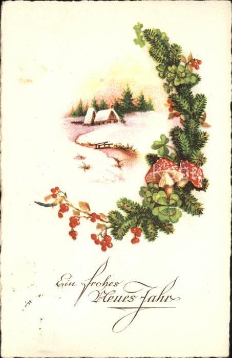 Pilze Kleeblätter Neujahr