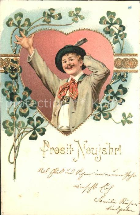 Neujahr Kleeblätter Herz Mann Tracht