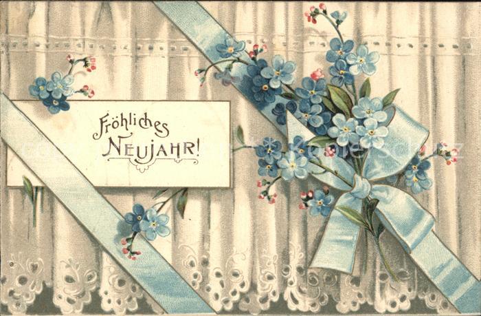Neujahr Vergissmeinnicht Litho