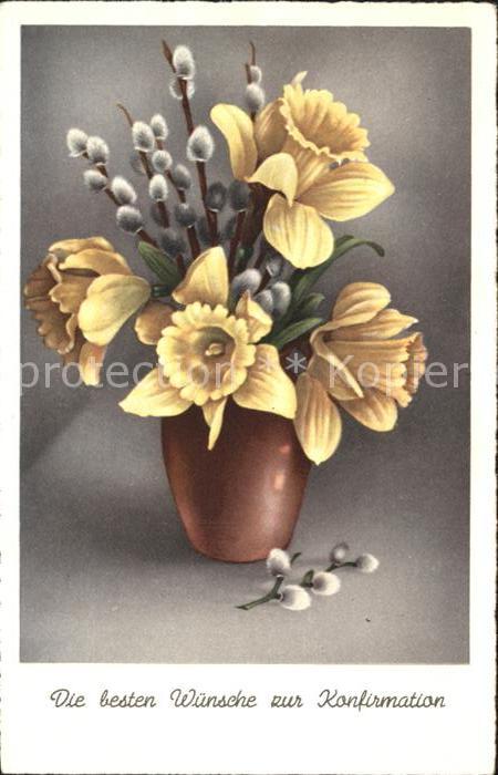 Konfirmation Narzissen Weidenkätzchen