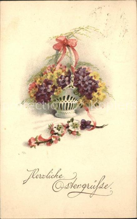Ostern Easter Paques Veilchen Schlüsselblumen Litho