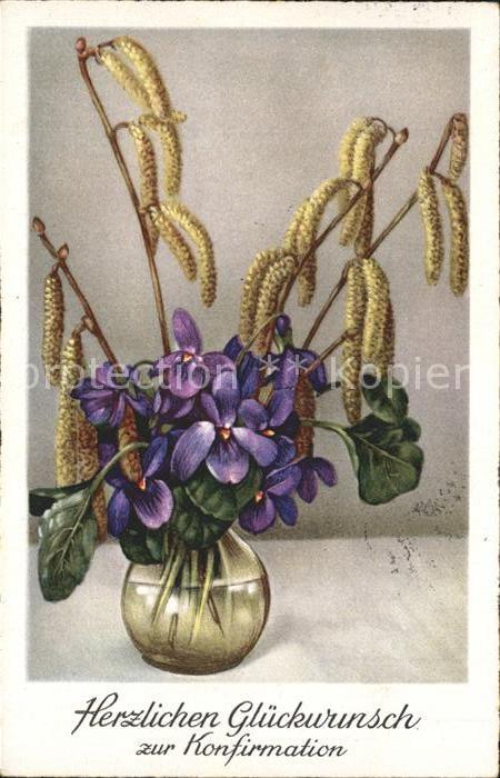 Konfirmation Veilchen Weidenkätzchen