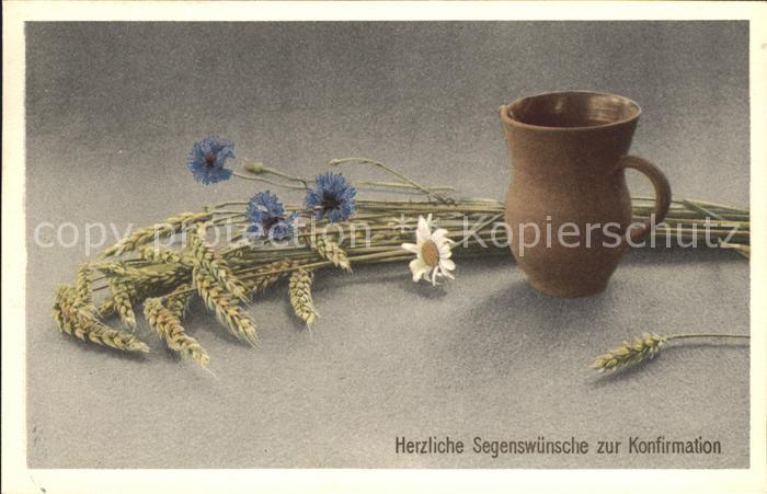 Konfirmation Kornblumen Weizen Krug