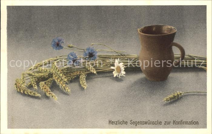 Konfirmation Kornblumen Weizen Krug