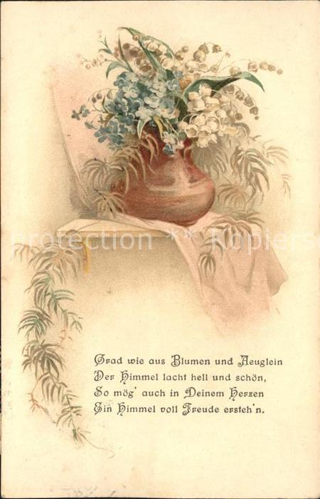 Maigloeckchen Vergissmeinnicht Gedicht Litho