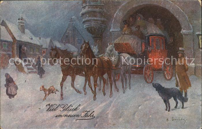 Pferdekutschen Hund Neujahr