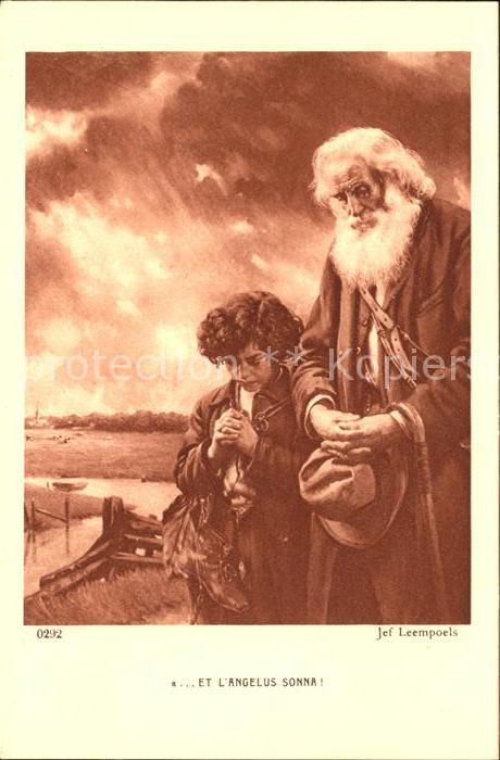 Kuenstlerkarte Jef Leempoels Et l' Angelus sonna Nr. 0