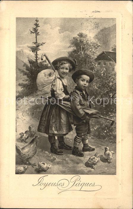 Kinder Child Enfants Ostern Küken Huhn Trachten