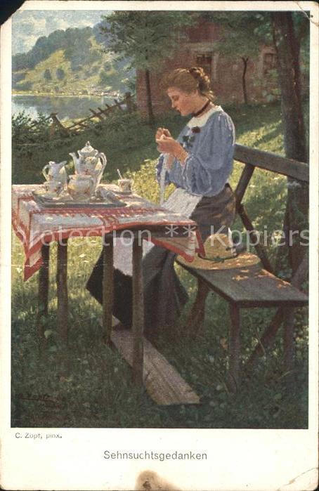 Kuenstlerkarte C. Zopt Sehnsuchtsgedanken Nr. 121 Hand