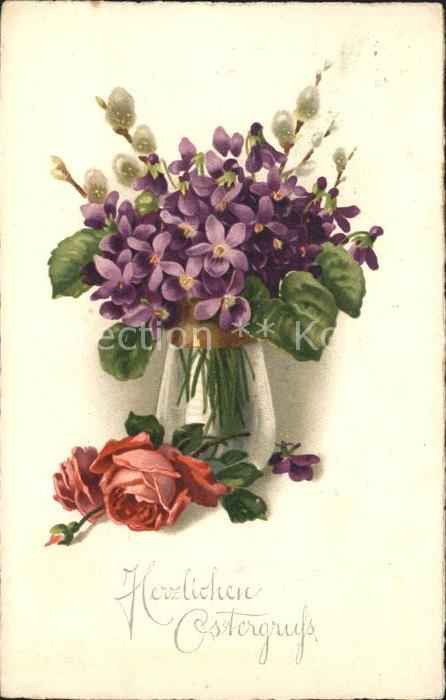 Rosen Veilchen Weidenkätzchen Ostern