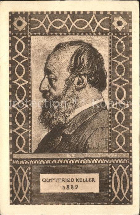KELLER Gottfried Zuerich (1819-1890) Kuenstlerkarte Bundesfeier-Postkarte