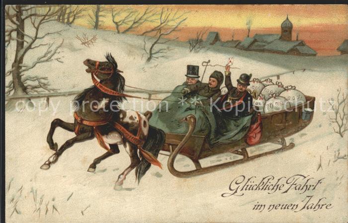 Schlitten Schnee Pferdeschlitten Neujahr Pferd