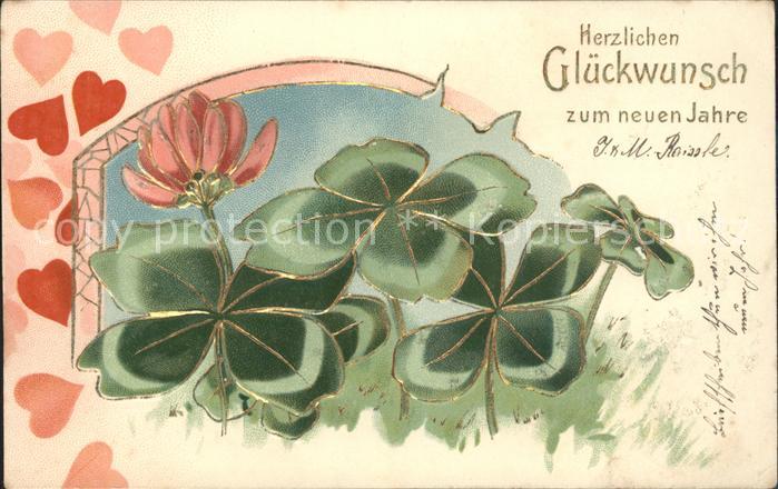 Neujahr Kleeblätter Blume Herzen