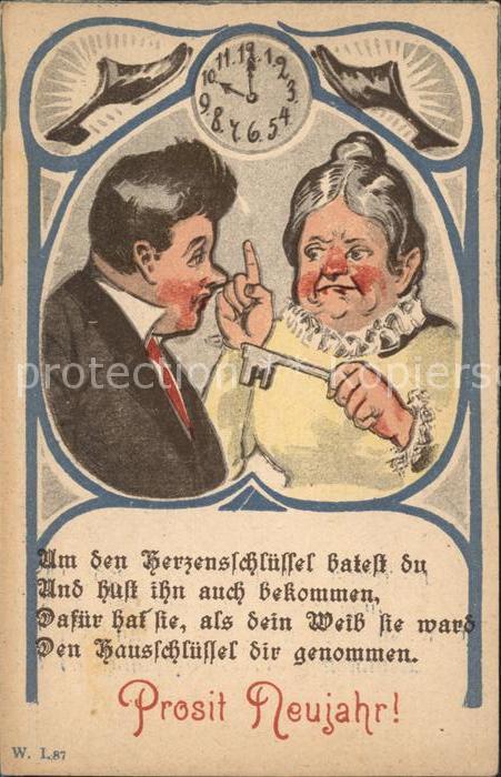 Uhren Schlüssel Neujahr Schuhe Gedicht