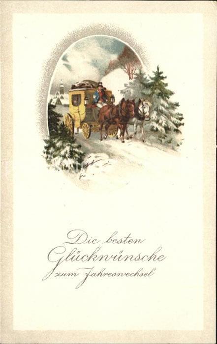 Pferdekutschen Neujahr Pferde Litho