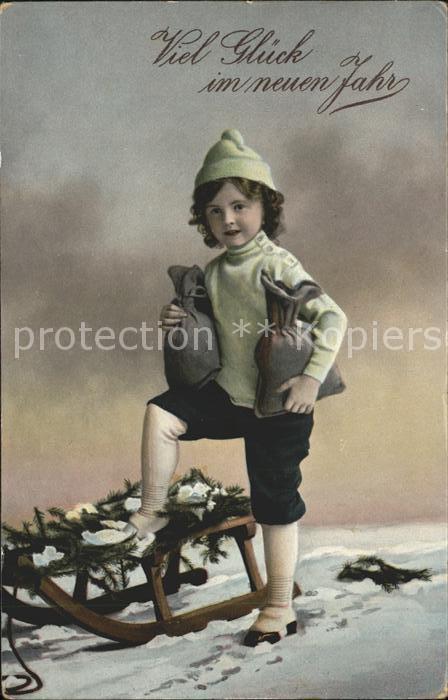 Schlitten Schnee Kind Neujahr