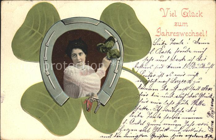 Kleeblatt Cloverleaf Trebol Trefle Hufeisen Frau Neujahr