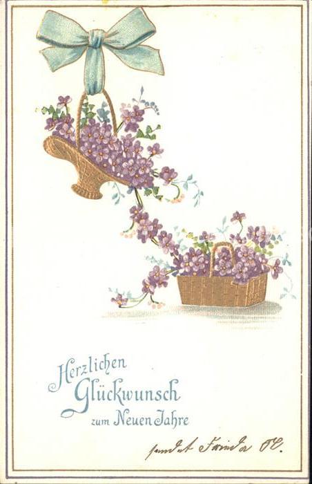 Neujahr Blumen Körbe Schleife