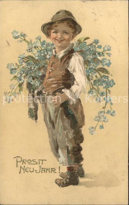 Neujahr Kind Junge Vergissmeinnicht