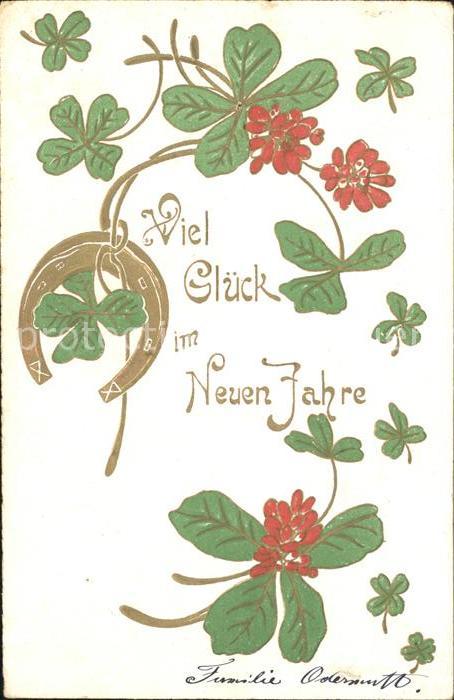 Neujahr Hufeisen Kleeblätter