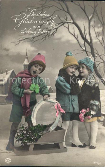 Foto NPG Nr. 532/2 Kinder Schlitten Hufeisen Kleebla