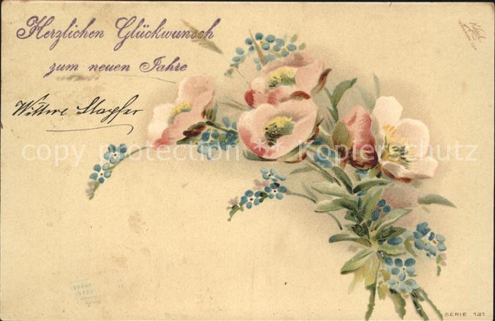 Neujahr Glückwunsch Blumen Vergissmeinnicht