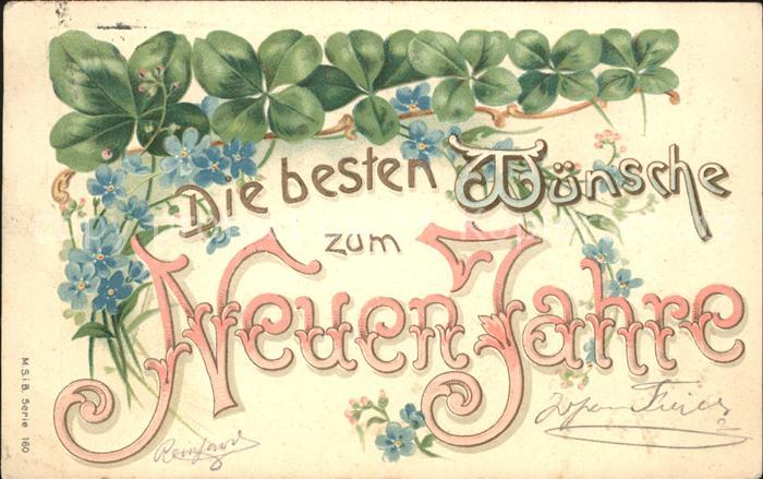 Neujahr Kleeblätter Vergissmeinnicht