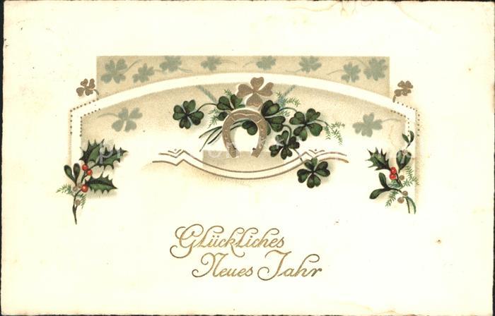 Neujahr Hufeisen Kleeblätter Stechpalme