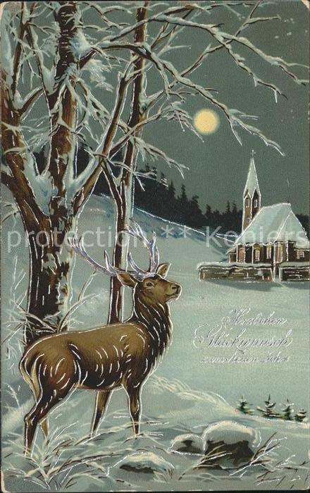 Hirsch Glückwunsch Neujahr