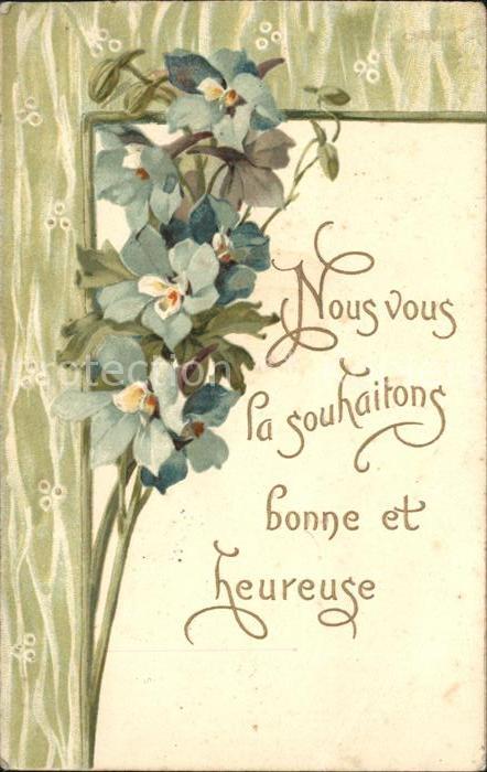 Neujahr Blumen Litho