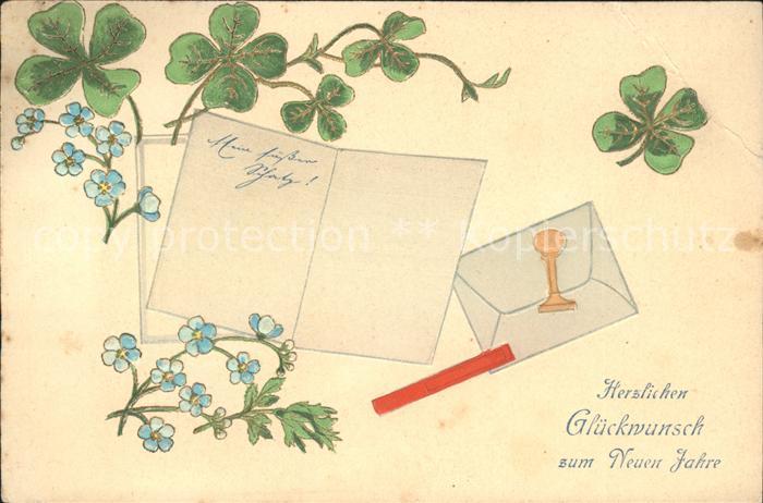 Neujahr Brief Stempel Kleeblätter Vergissmeinni