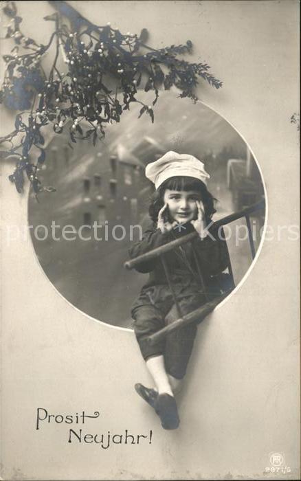 Schornsteinfeger Kind Leiter Mistel Neujahr Foto-RPH-Nr.