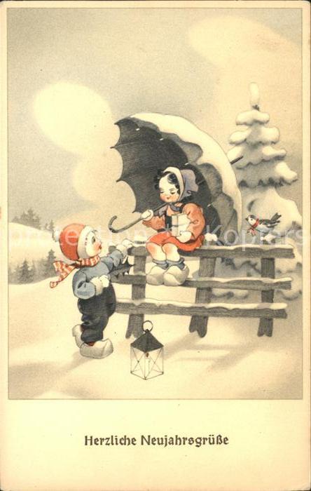 Kinder Child Enfants Neujahr Regenschirm Laterne Vogel