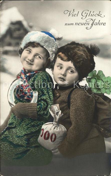 Kinder Child Enfants Neujahr Hufeisen Kleeblätter