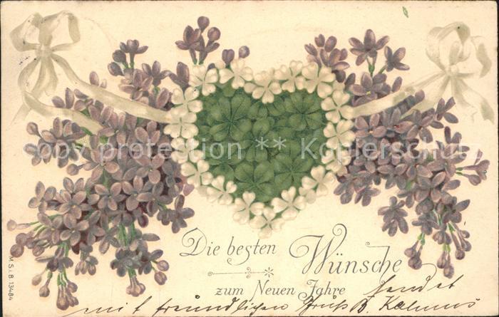 Neujahr Herz Veilchen Kleeblätter