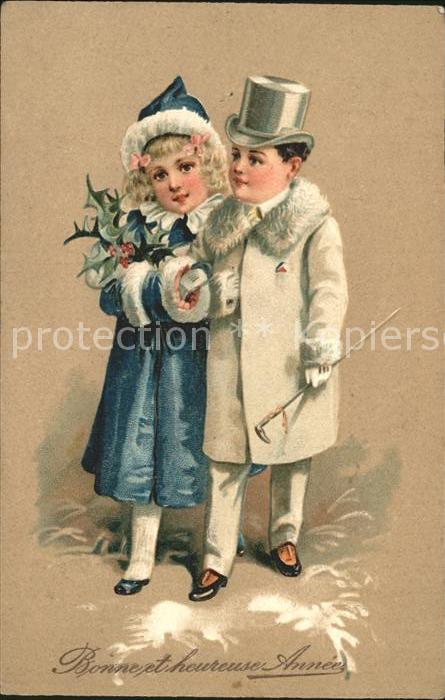 Kinder Child Enfants Neujahr Wintermode Zylinder Muff Stechp