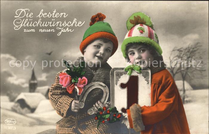 Foto Weco Nr. 11307/5 Kinder Datum Neujahr Hufeisen R