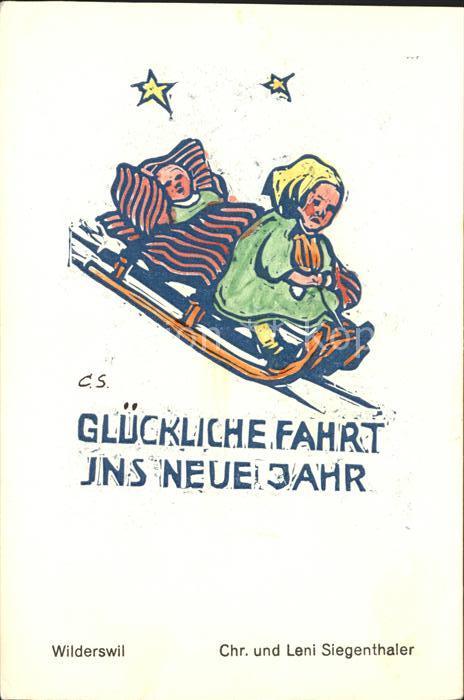 Schlitten Schnee Kinder Neujahr Wilderswil