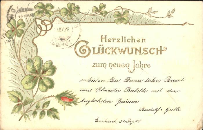 Neujahr Glückwunsch Kleeblätter
