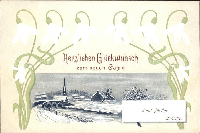 Neujahr Glückwunsch Schneeglöckchen St. Gallen